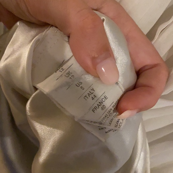 Nicholas Stripe Dress White Pleated Midi 8 - Picture 13 of 13